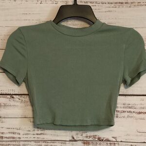 SHEIN Sage Ribbed Crop Top